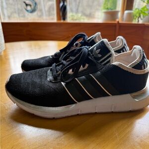 Adidas Black and White Sneakers w Pink Accents